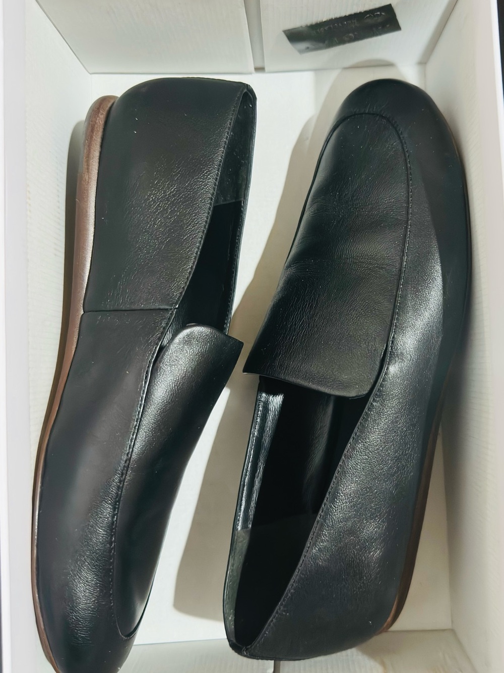 Vince Black Leather Slip-On Loafers